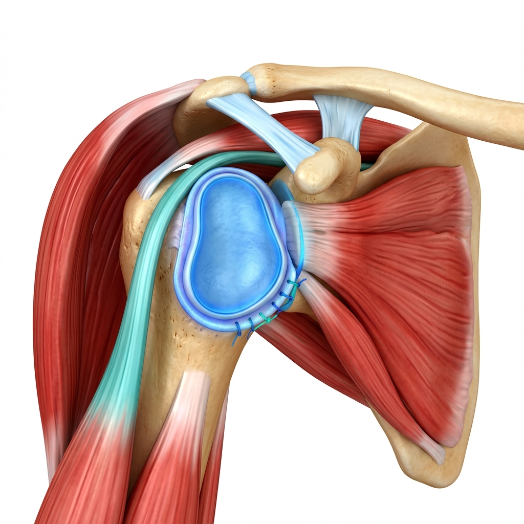 Shoulder anatomy illustration after laparoscopic surgery